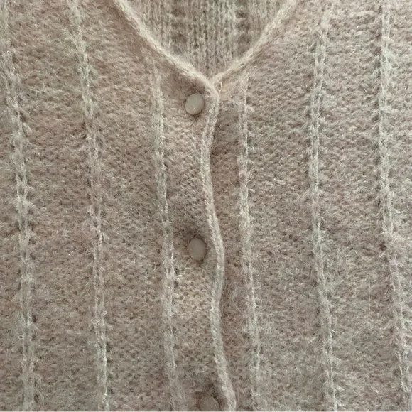Sezane Antonetta Cardigan Sweater Jumper Powder Pink Merino Wool Mohair Medium - Picture 3 of 13